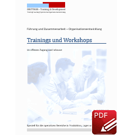 Broschüre: aktuelle Trainings / Workshops Heft